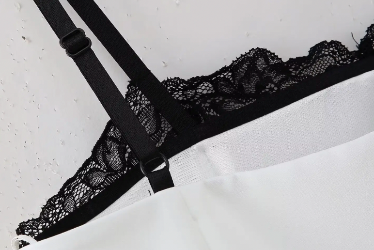 White Black Lace Tank