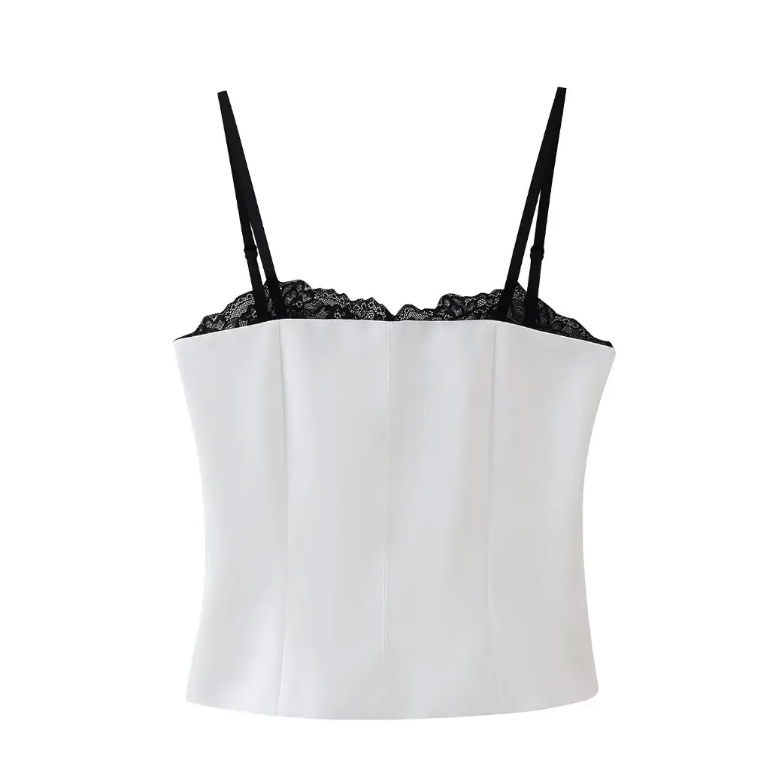 White Black Lace Tank