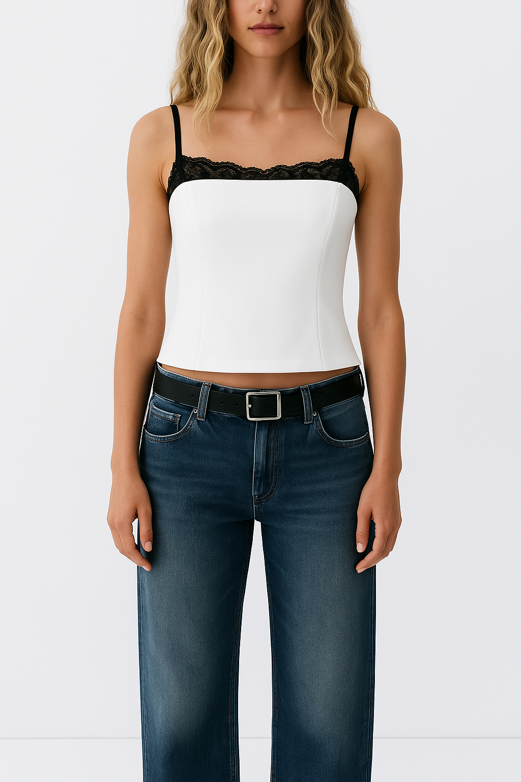 White Black Lace Tank